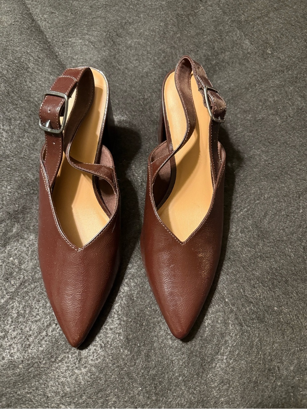 EUC slingback mule shoes Old Navy women’s size 9.5 dark brown block heel